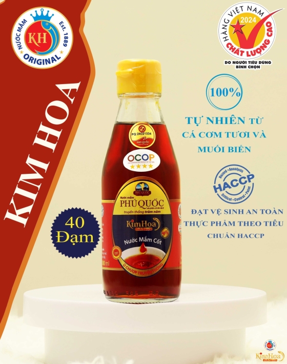 Nước Mắm Phú Quốc Kim Hoa 40 Độ Đạm - Chai 180ml
