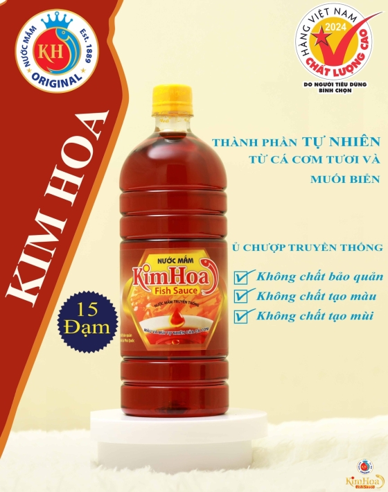 Nước Mắm Điều Vị Kim Hoa 15 Độ Đạm - Chai 1 Lít