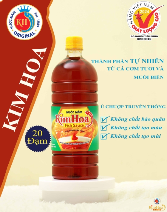 Nước Mắm Điều Vị Kim Hoa 20 Độ Đạm - Chai 1 Lít