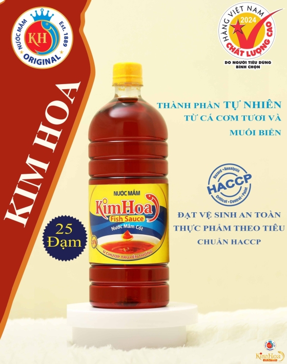 Nước Mắm Truyền Thống Kim Hoa 25 Độ Đạm - Chai 1 Lít