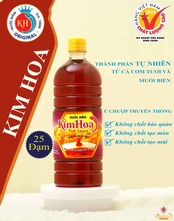 Nước Mắm Điều Vị Kim Hoa 25 Độ Đạm - Chai 1 Lít