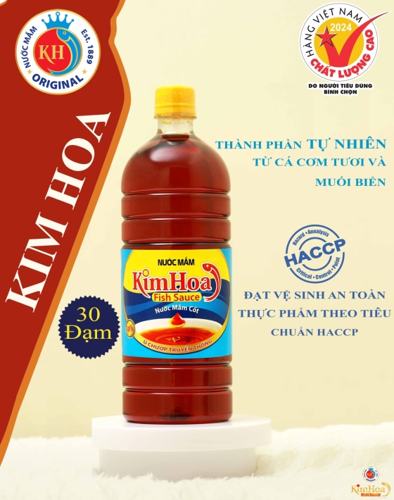 Nước Mắm Truyền Thống Kim Hoa 30 Độ Đạm - Chai 1 Lít