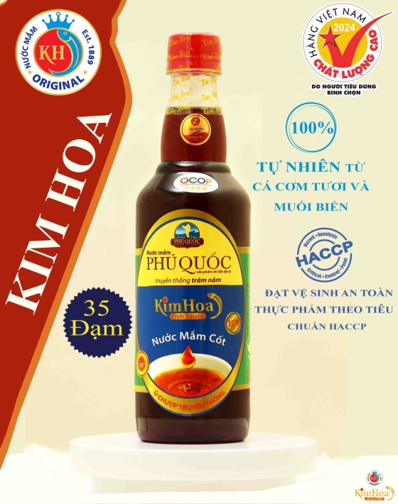 Nước Mắm Phú Quốc Kim Hoa 35 Độ Đạm - Chai 500ml