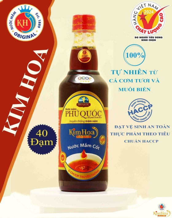 Nước Mắm Phú Quốc Kim Hoa 40 Độ Đạm - Chai 500ml