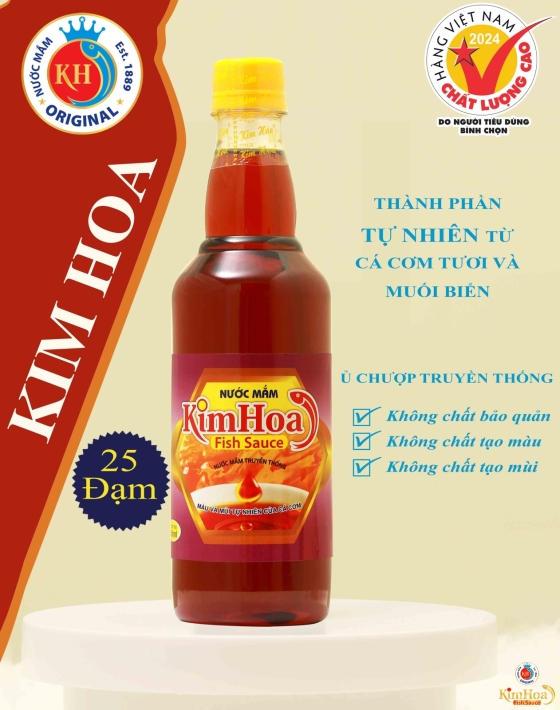 Nước Mắm Điều Vị Kim Hoa 25 Độ Đạm - Chai 500ml