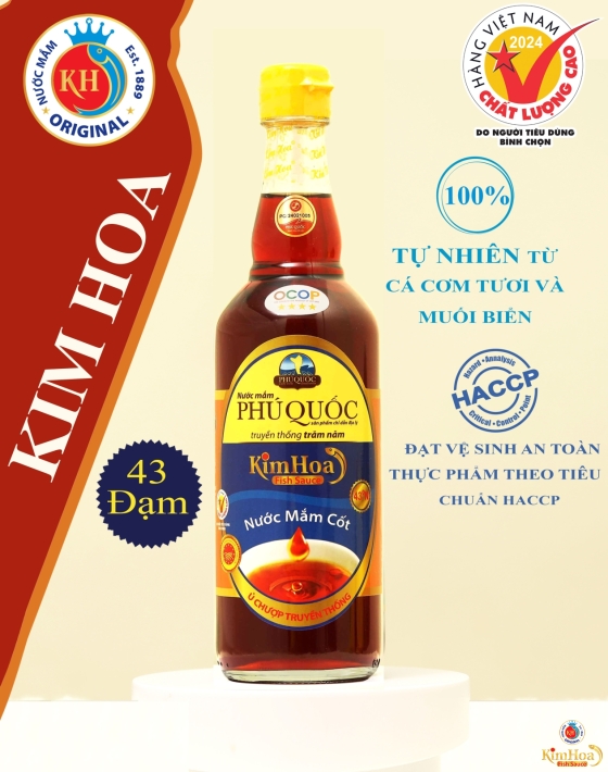 Nước Mắm Phú Quốc Kim Hoa 43 Độ Đạm - Chai 520ml