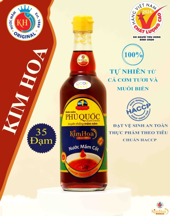 Nước Mắm Phú Quốc Kim Hoa 35 Độ Đạm - Chai 520ml