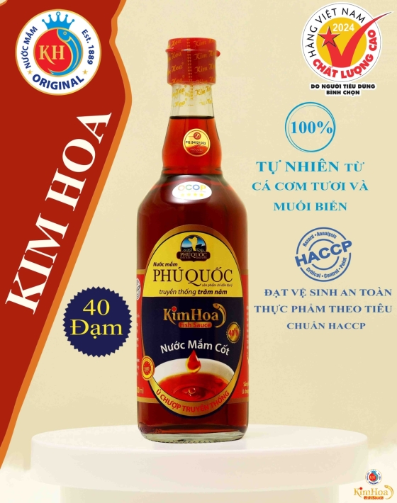 Nước Mắm Phú Quốc Kim Hoa  40 Độ Đạm - Chai 520ml